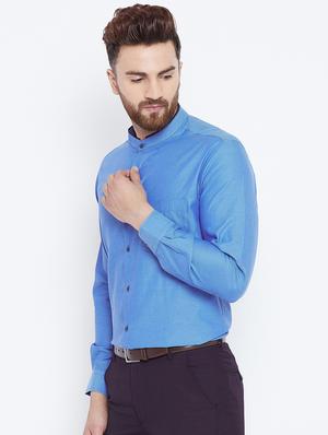 blue cotton formal shirt - 15800427 - Standard Image - 2