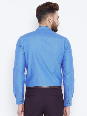 blue cotton formal shirt - 15800427 - Standard Image - 3