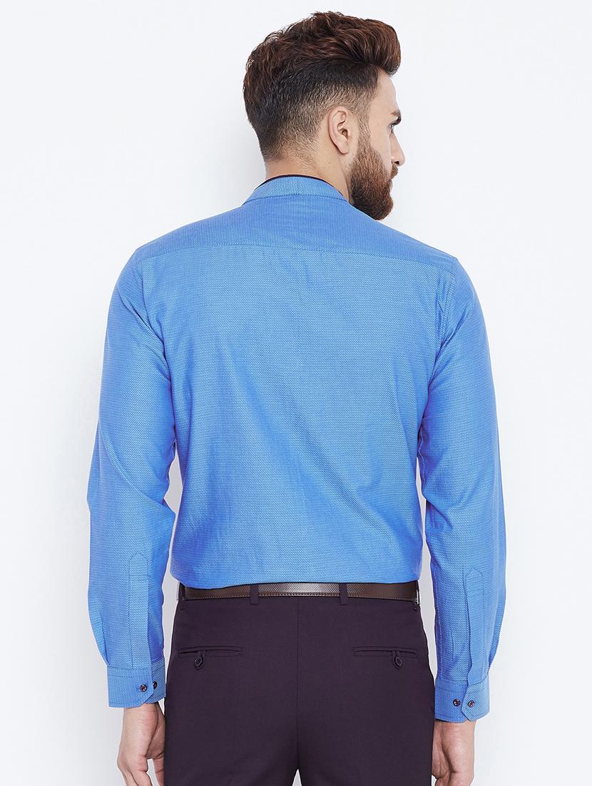 blue cotton formal shirt - 15800427 - Zoom Image - 3