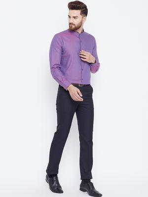 purple cotton formal shirt - 15800428 - Standard Image - 4