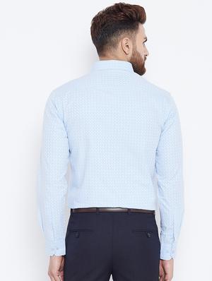 light blue printed formal shirt - 15800431 - Standard Image - 3