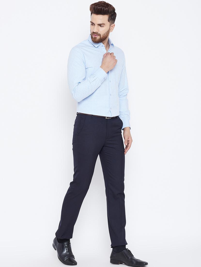 light blue printed formal shirt - 15800431 - Zoom Image - 4