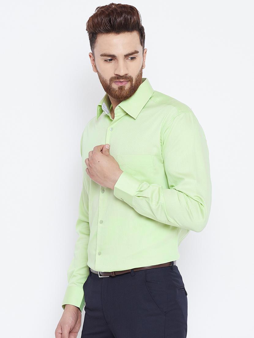 green solid formal shirt - 15800442 - Zoom Image - 2