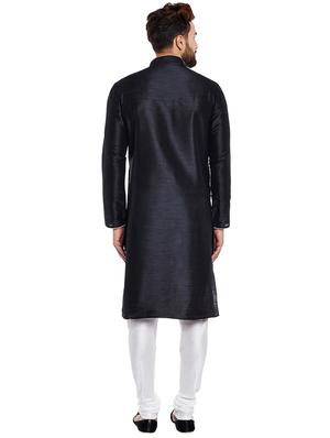black dupion kurta pyjama set - 15800518 - Standard Image - 3