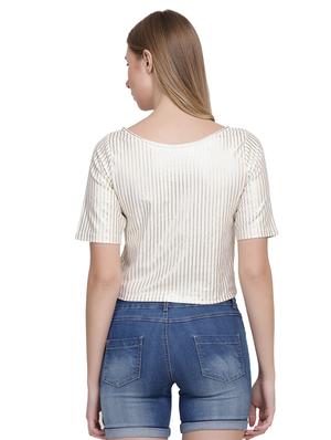 sequin patch striped crop top - 15800551 - Standard Image - 3