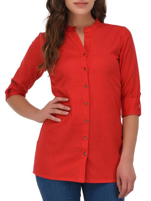 solid button down straight kurti - 15800637 - Standard Image - 1
