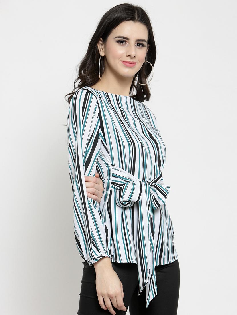 tie front striped top - 15800753 - Zoom Image - 2