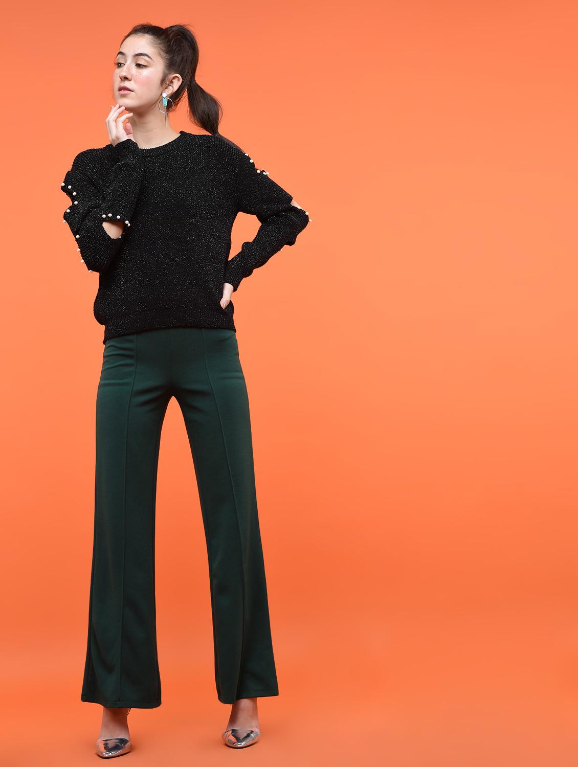 pearl embellished cut out sleeved top - 15801659 - Zoom Image - 4