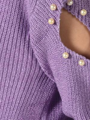 pearl embellished cut out sleeved top - 15801660 - Standard Image - 6