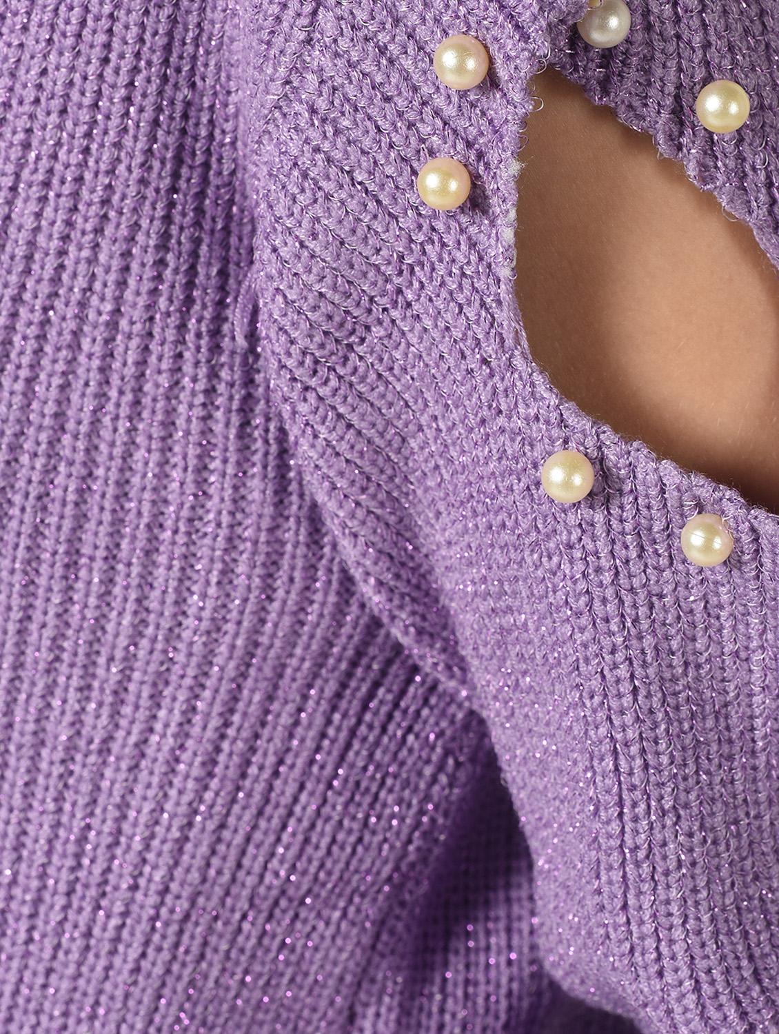 pearl embellished cut out sleeved top - 15801660 - Zoom Image - 6