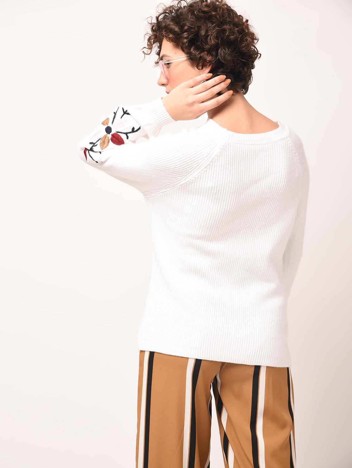 embroidered sleeved ribbed pullover - 15801662 - Zoom Image - 4
