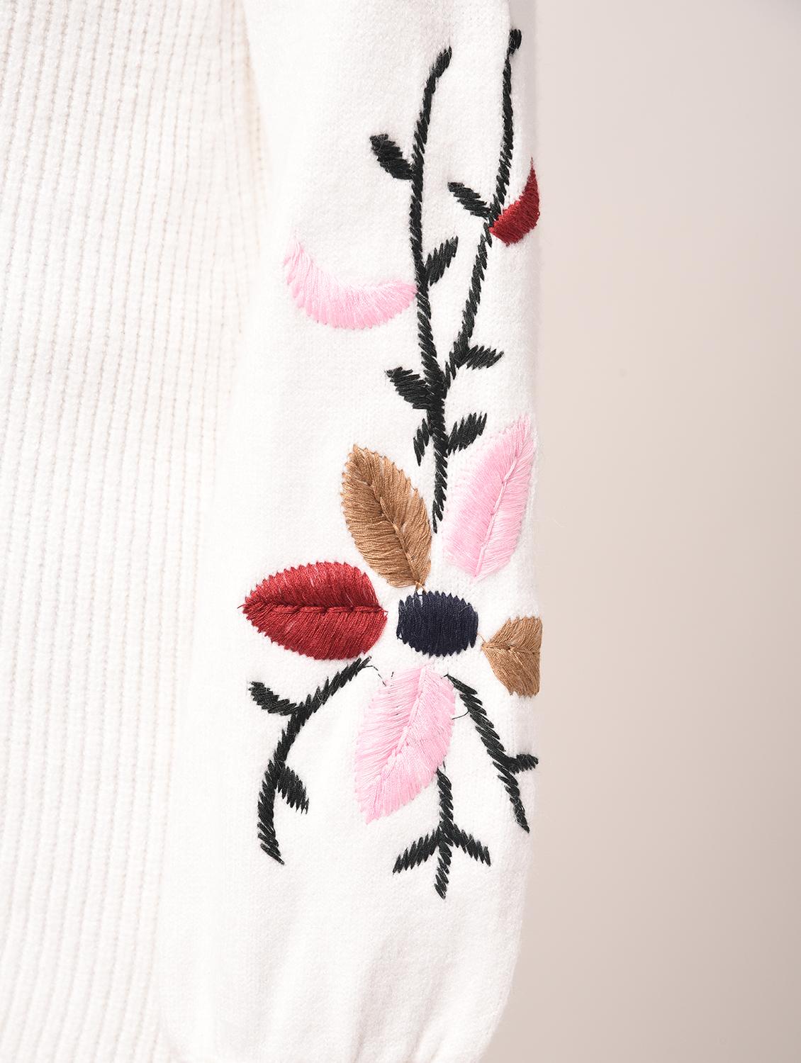 embroidered sleeved ribbed pullover - 15801662 - Zoom Image - 5