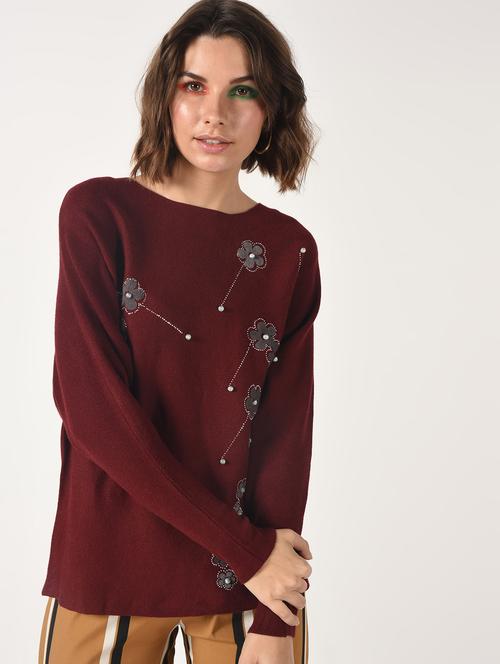 pearl embellished embroidered top - 15801668 - Standard Image - 1