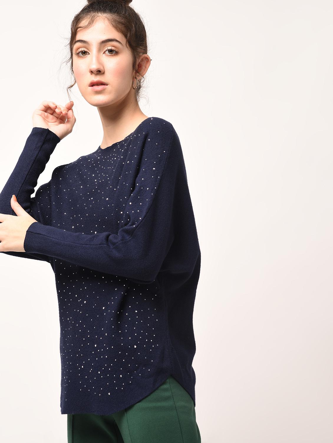curved hem embellished top - 15801673 - Zoom Image - 2