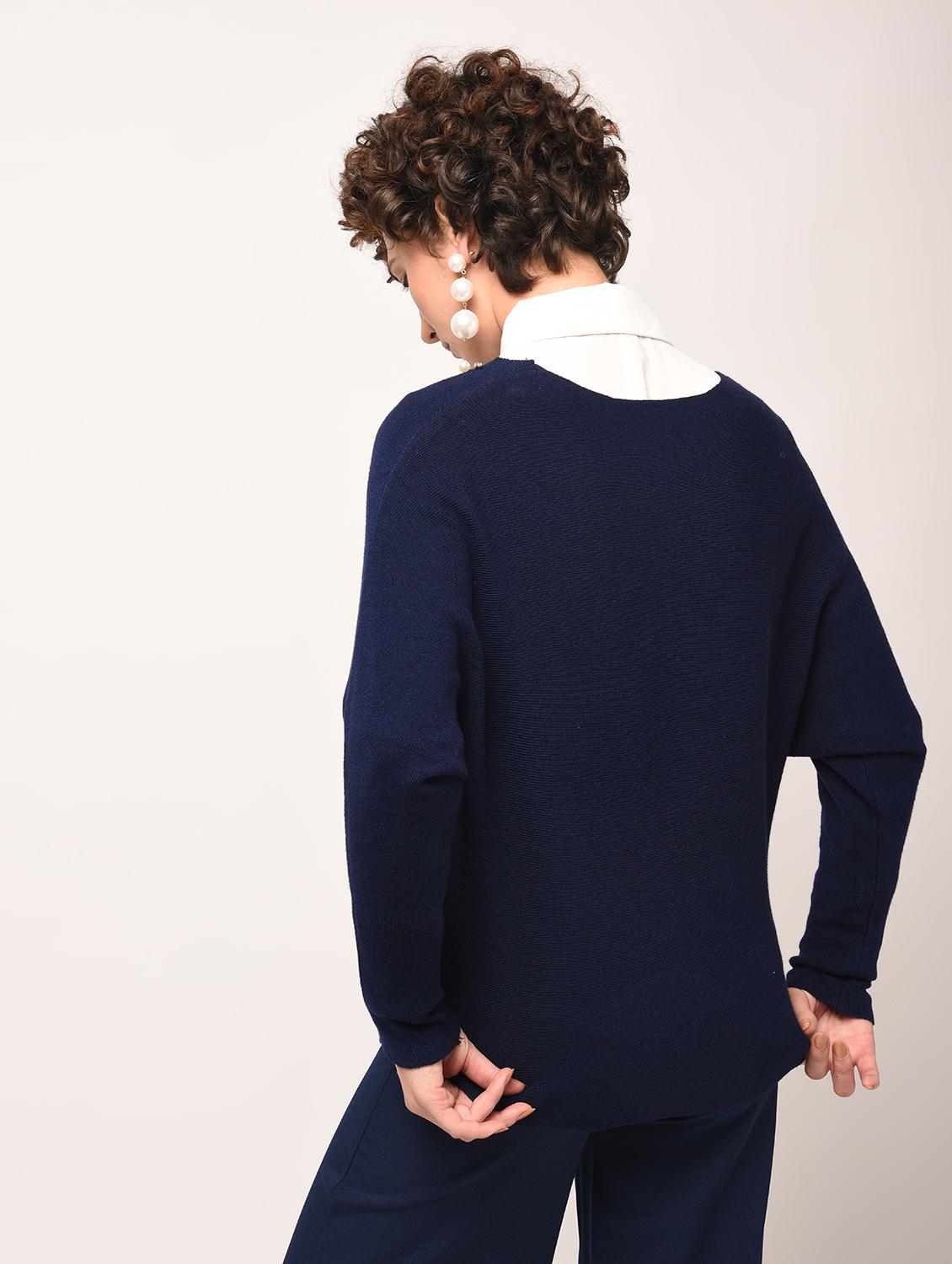 curved hem pearl embellished pullover - 15801676 - Zoom Image - 3