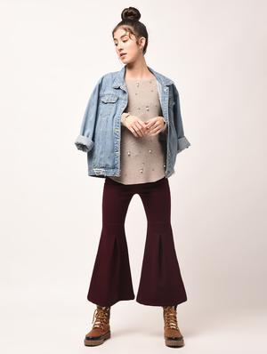 curved hem pearl embellished pullover - 15801677 - Standard Image - 4
