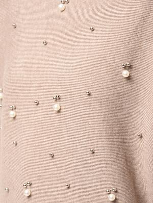 curved hem pearl embellished pullover - 15801677 - Standard Image - 6