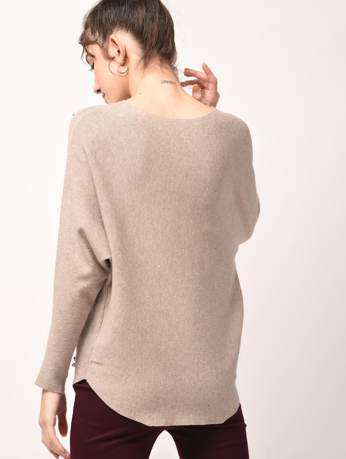 curved hem pearl embellished pullover - 15801677 - Zoom Image - 3
