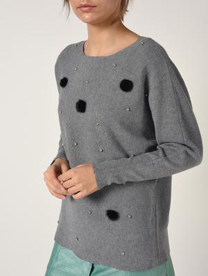 pom pom embellished boat neck top - 15801679 - Standard Image - 5