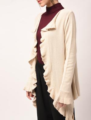 ribbed ruffled edge shrug - 15801686 - Standard Image - 4