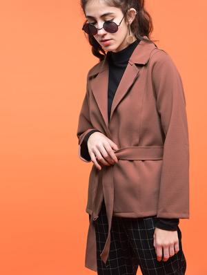 self tie lapel neck shrug - 15801689 - Standard Image - 2