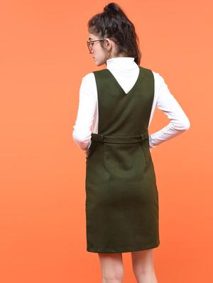 overlap neck pinafore dress - 15801702 - Standard Image - 3