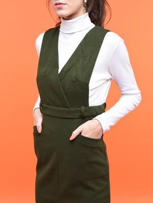 overlap neck pinafore dress - 15801702 - Standard Image - 4