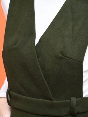 overlap neck pinafore dress - 15801702 - Standard Image - 5