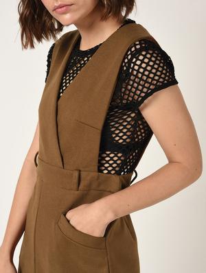 overlap neck pinafore dress - 15801703 - Standard Image - 4