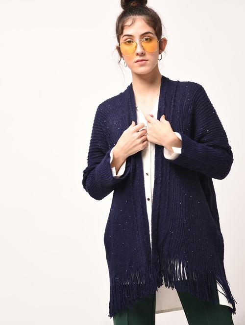 sequined fringed asymmetric shrug - 15801713 - Standard Image - 1