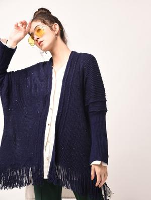 sequined fringed asymmetric shrug - 15801713 - Standard Image - 2