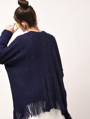 sequined fringed asymmetric shrug - 15801713 - Standard Image - 3