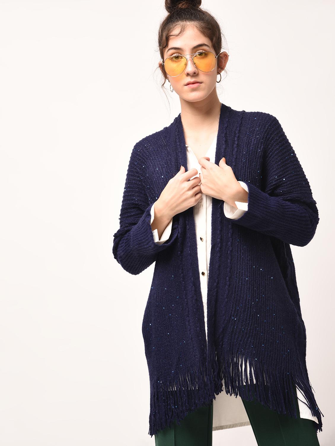 sequined fringed asymmetric shrug - 15801713 - Zoom Image - 1