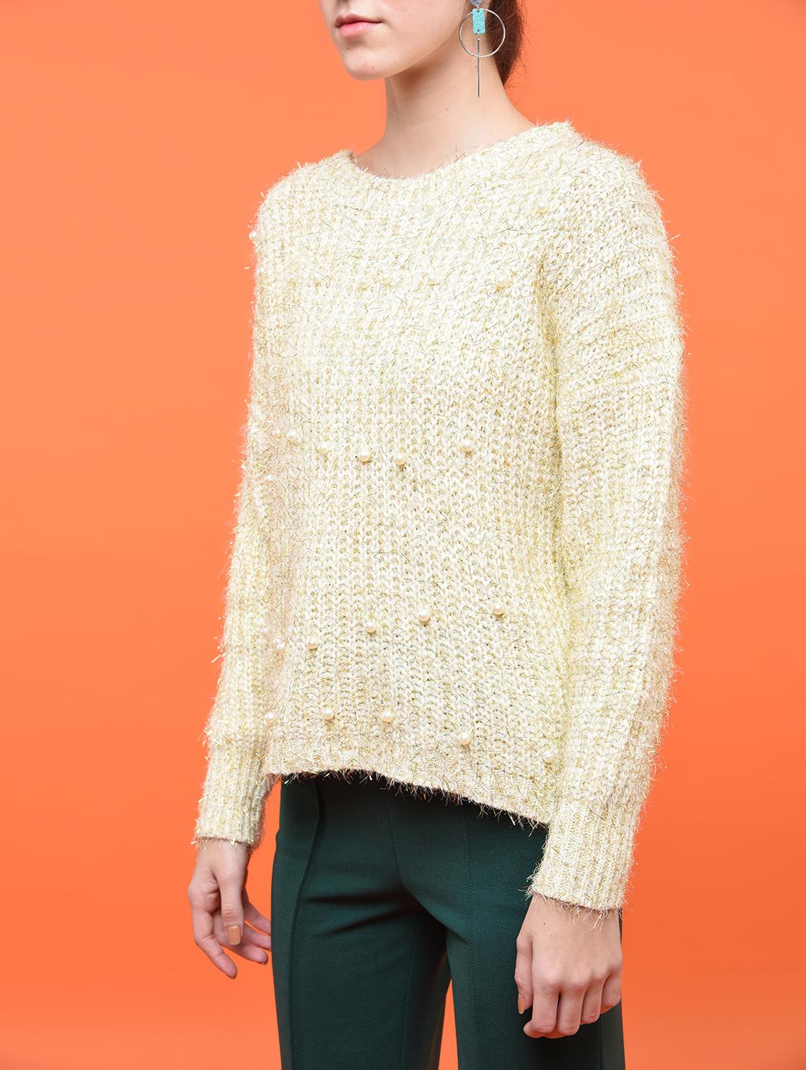 pearl embellished dropped shoulder pullover - 15801858 - Zoom Image - 4