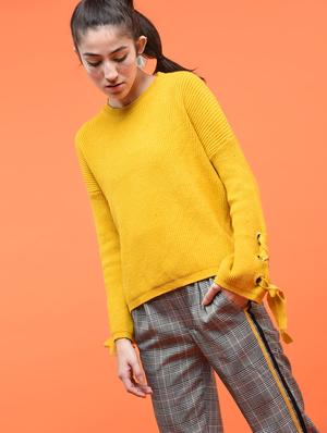 lace up detail sleeved pullover - 15801859 - Standard Image - 2