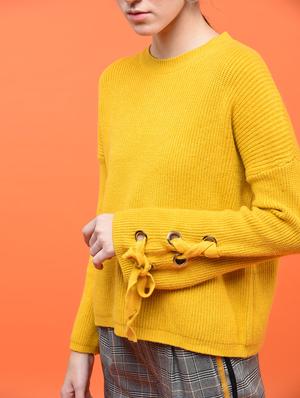 lace up detail sleeved pullover - 15801859 - Standard Image - 4
