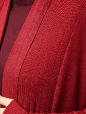 rib detail sleeved fringed hem shrug - 15801872 - Standard Image - 5