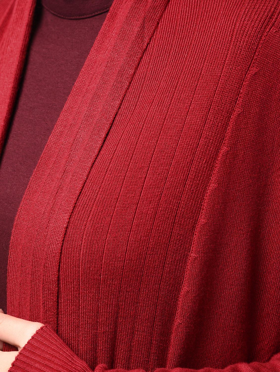 rib detail sleeved fringed hem shrug - 15801872 - Zoom Image - 5