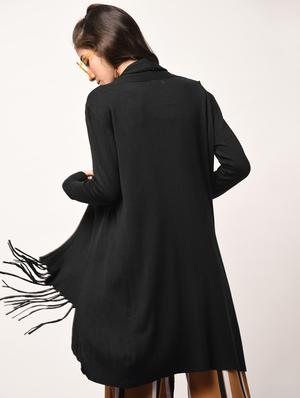 rib detail sleeved fringed hem shrug - 15801873 - Standard Image - 2