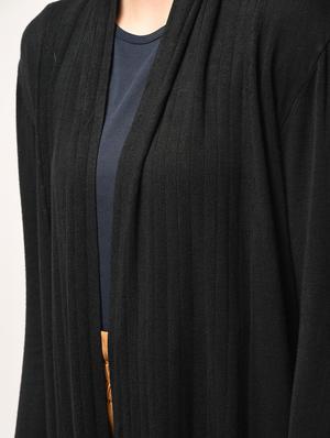 rib detail sleeved fringed hem shrug - 15801873 - Standard Image - 5