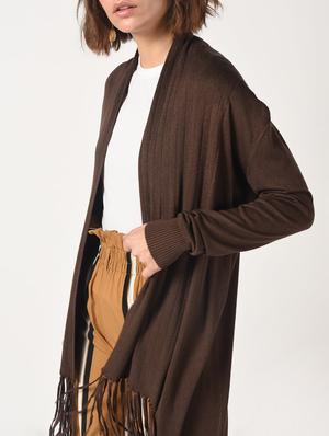 fringe detail ribbed hem shrug - 15801874 - Standard Image - 5