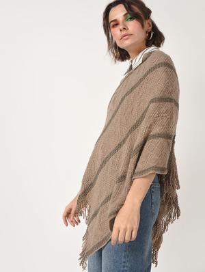 striped fringed hem poncho - 15801879 - Standard Image - 3