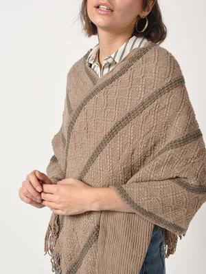 striped fringed hem poncho - 15801879 - Standard Image - 5