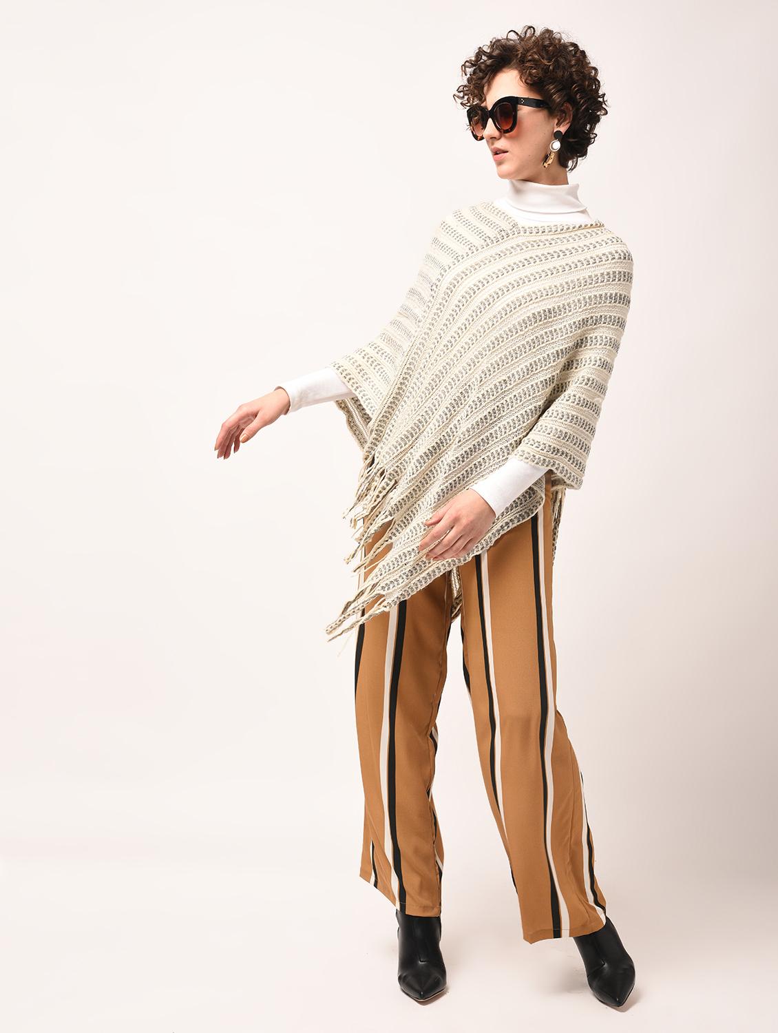 fringed hem knitted poncho - 15801884 - Zoom Image - 1
