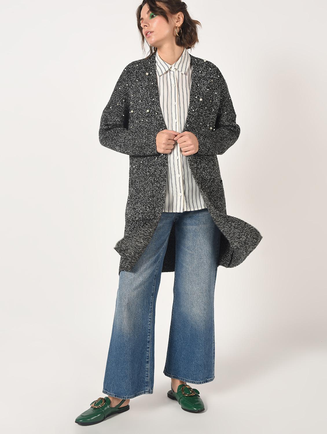 pearl embellished dropped shoulder shrug - 15801902 - Zoom Image - 1