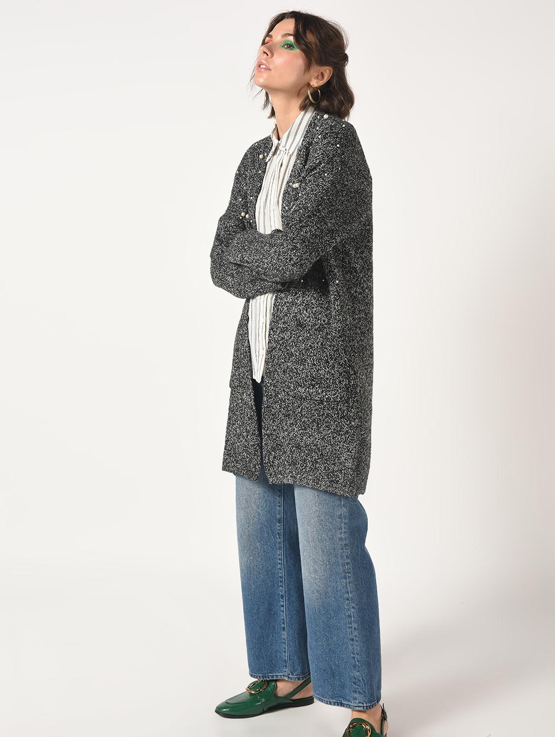 pearl embellished dropped shoulder shrug - 15801902 - Zoom Image - 2