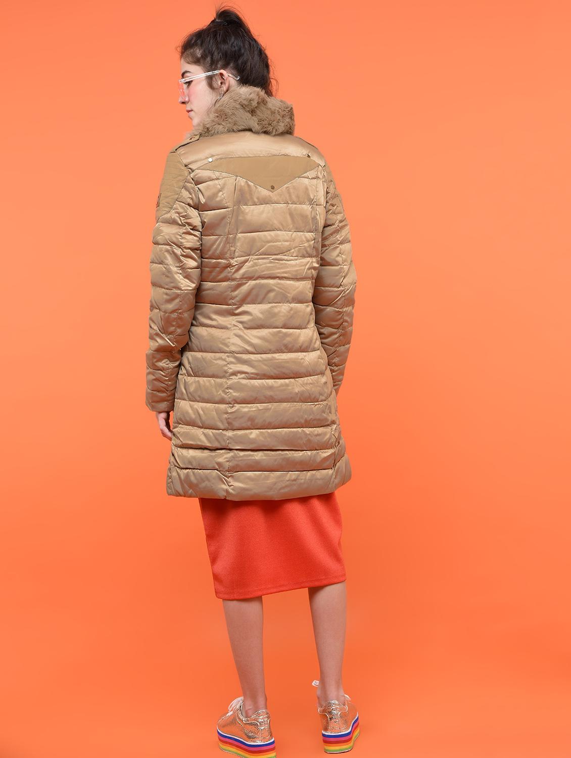 rivet detail faux fur parka jacket - 15801909 - Zoom Image - 3