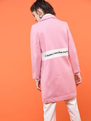 slogan print paneled overcoat - 15801919 - Standard Image - 2