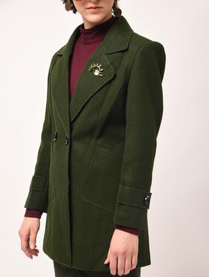 brooch detail double breasted overcoat - 15801928 - Standard Image - 5