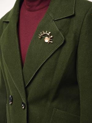 brooch detail double breasted overcoat - 15801928 - Standard Image - 6